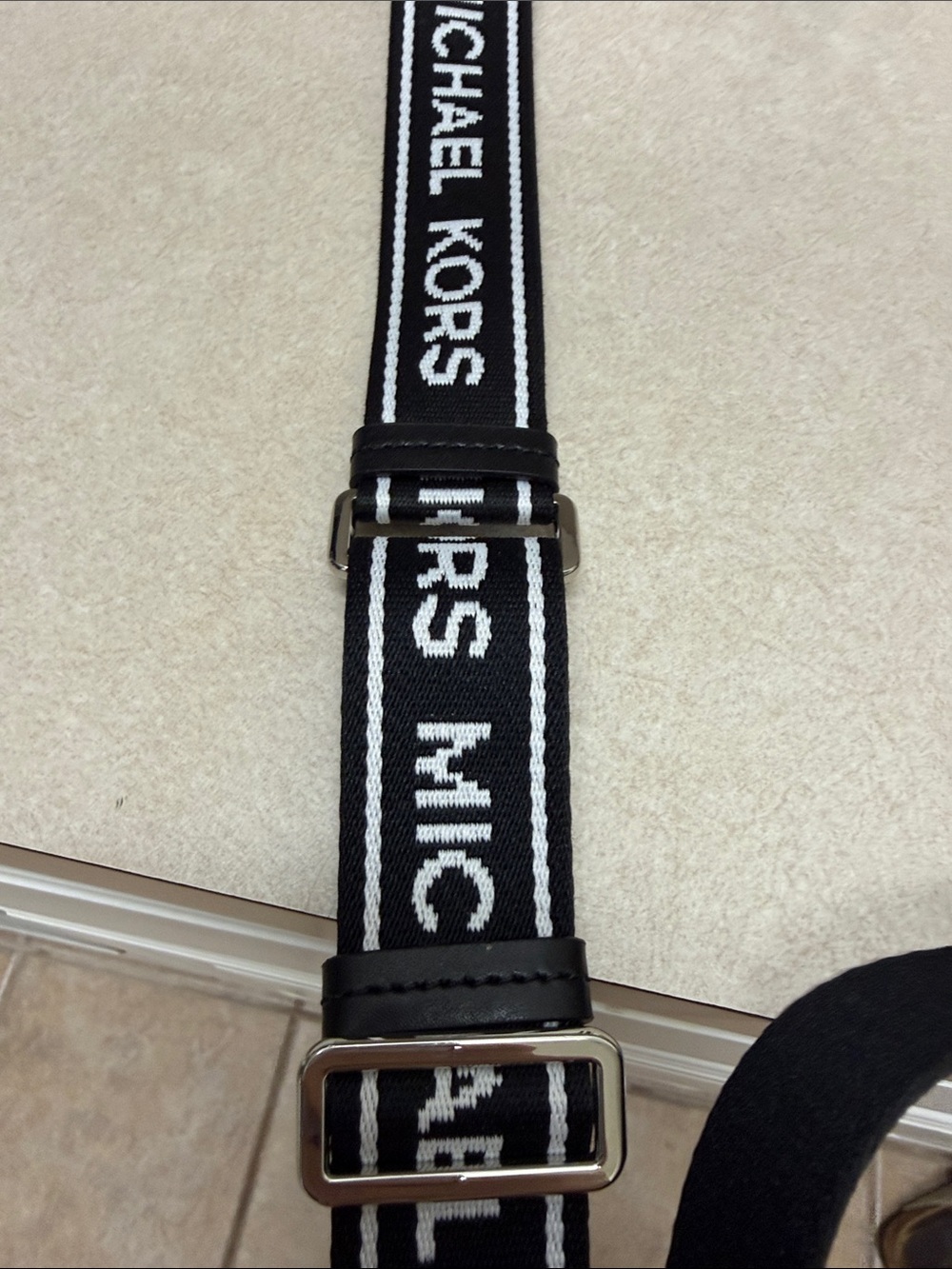 Michael Kors White and Black Stripe Leather Belt Bag - Picture 4 of 10